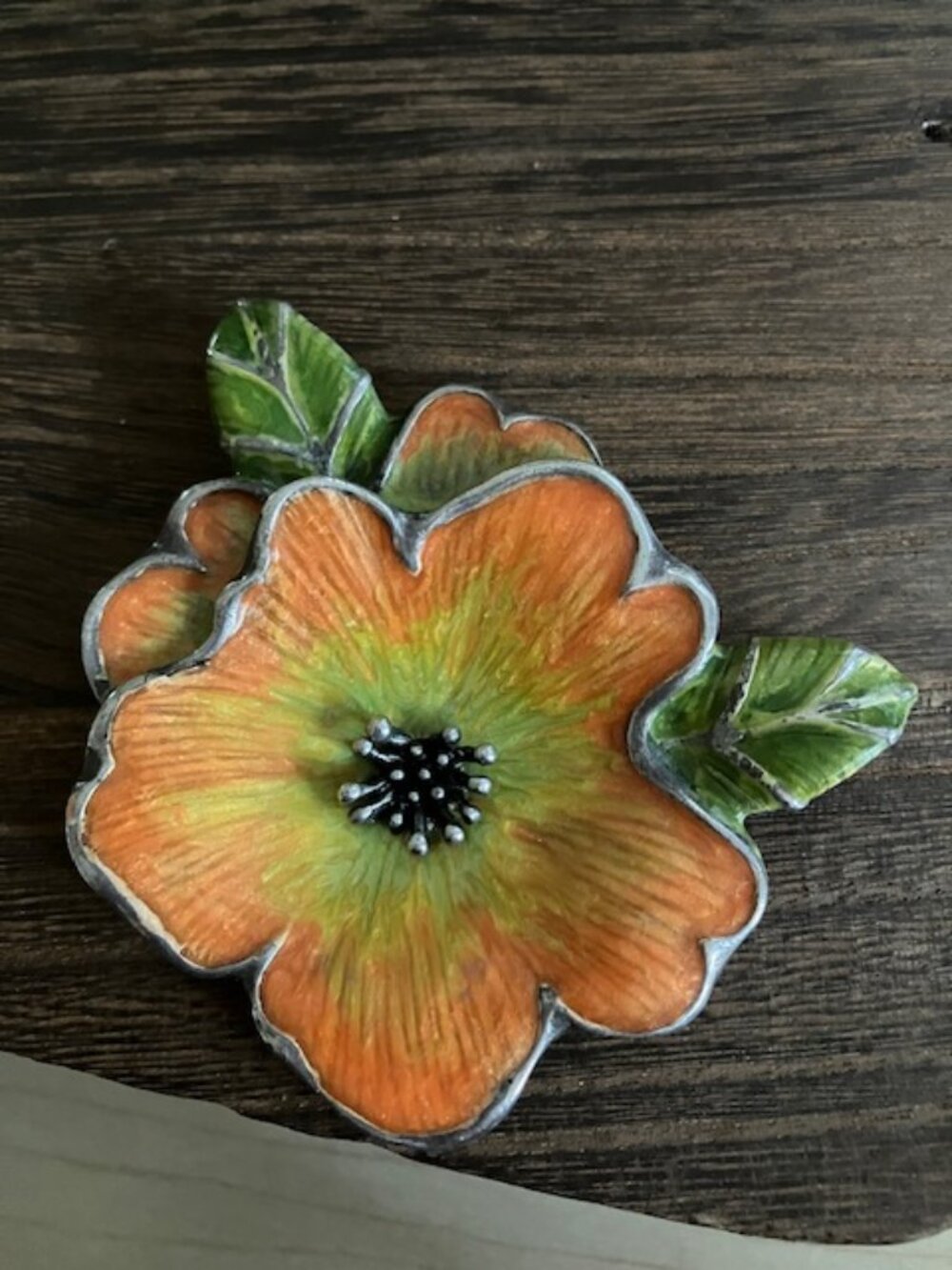 Chico's Large Vintage Enamel Flower Pendant